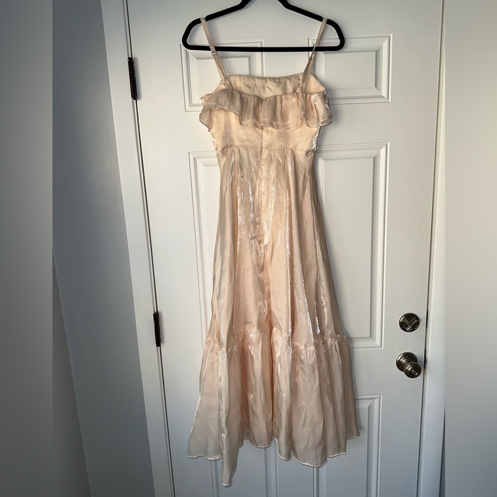 NWT LULUS SIZE XS Heavenly Essence Cream Organza Tiered Ruffled Midi Dress - Picture 5 of 8